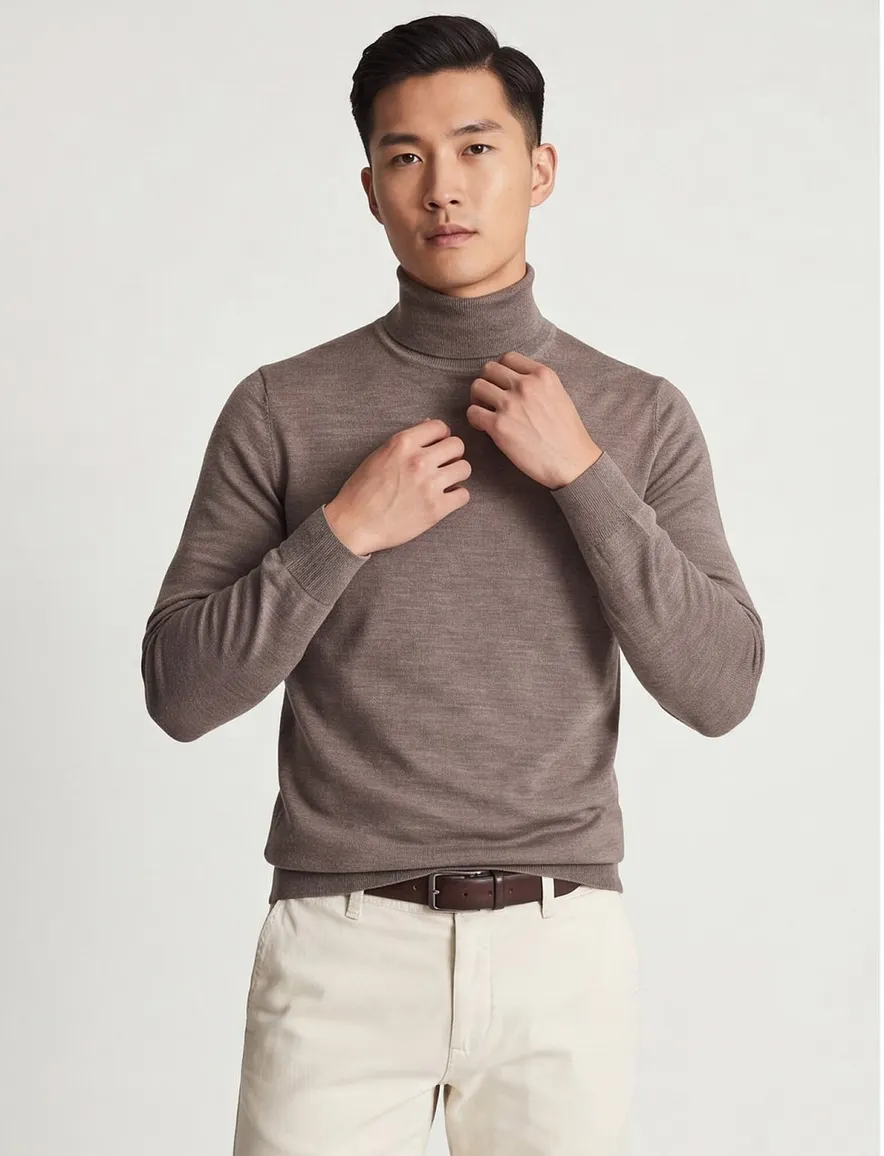 Thomas Maine turtleneck merinowol taupe