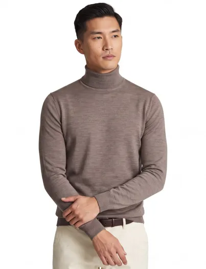 Thomas Maine Thomas Maine turtleneck scheerwol taupe