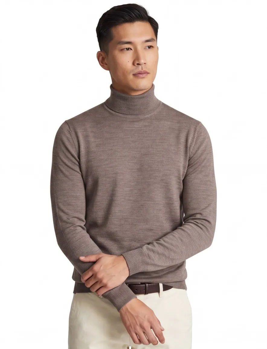 Thomas Maine turtleneck scheerwol taupe