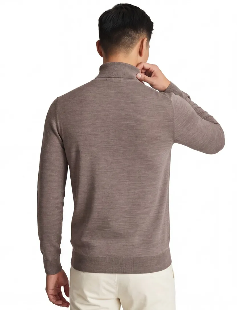 Thomas Maine turtleneck scheerwol taupe
