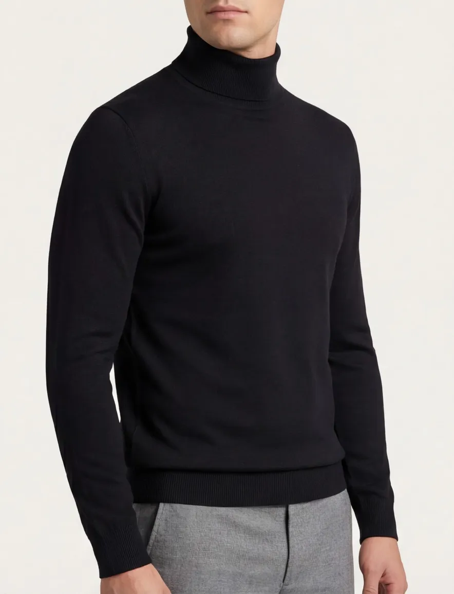 Thomas Maine turtleneck scheerwol zwart