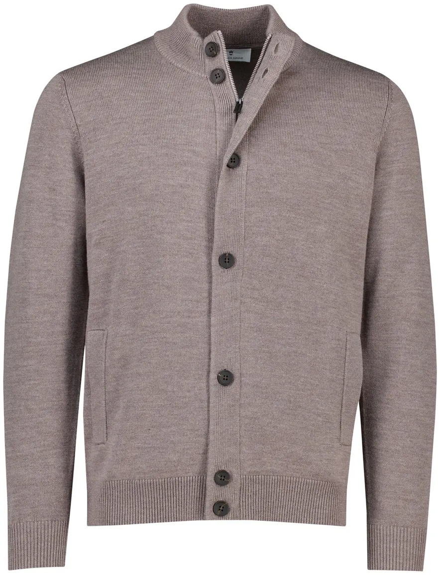 Thomas Maine vest taupe knopen en rits