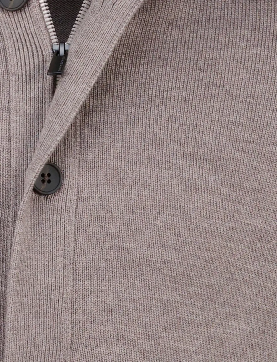 Thomas Maine vest taupe knopen en rits