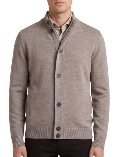 Thomas Maine Thomas Maine gebreid vest merinowol taupe