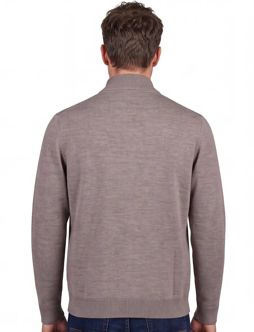 Thomas Maine vest taupe knopen en rits