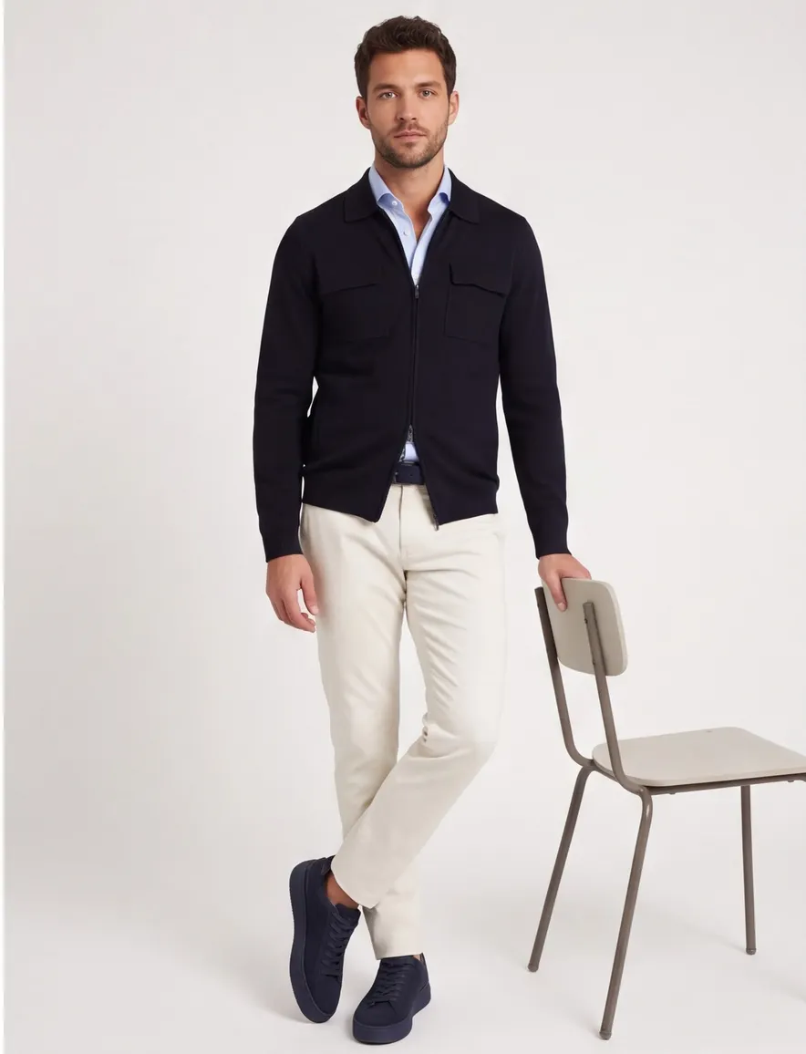 Thomas Maine vest donkerblauw effen