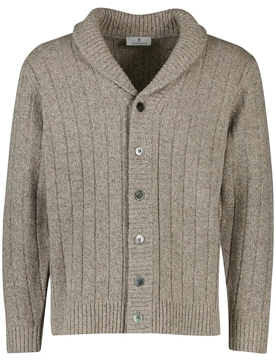 Thomas Maine gebreid vest wol beige