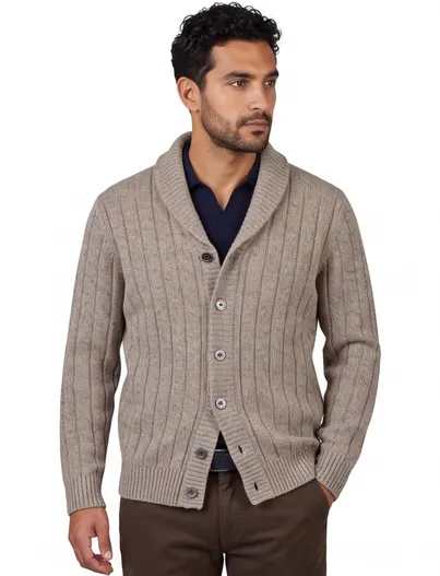 Thomas Maine Thomas Maine gebreid vest wol beige