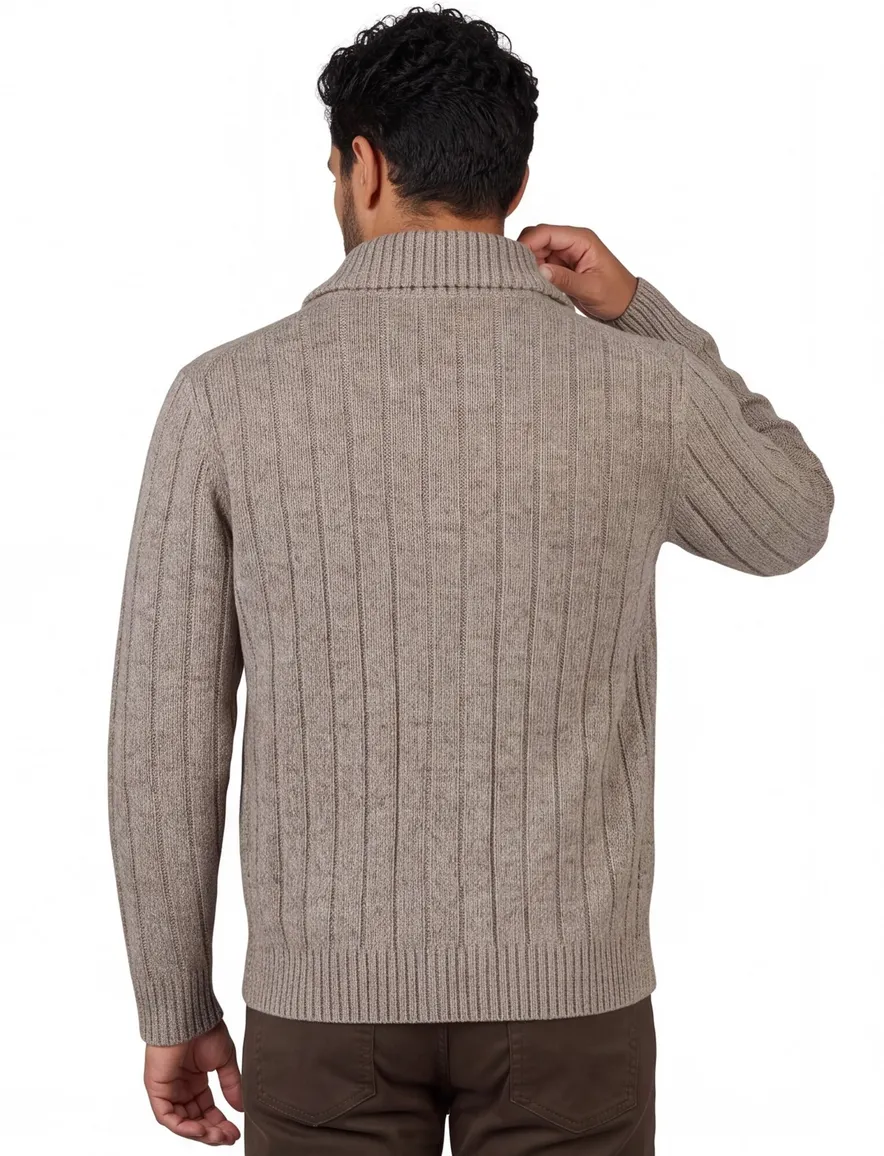 Thomas Maine gebreid vest wol beige