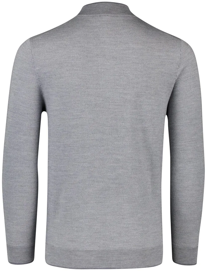 Thomas Maine half zip trui grijs effen merinowol