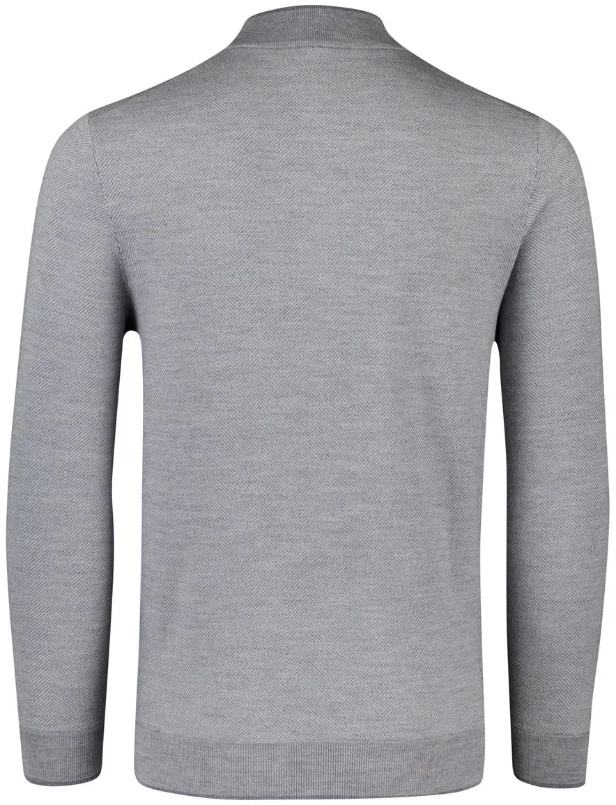 Thomas Maine half zip trui merinowol grijs