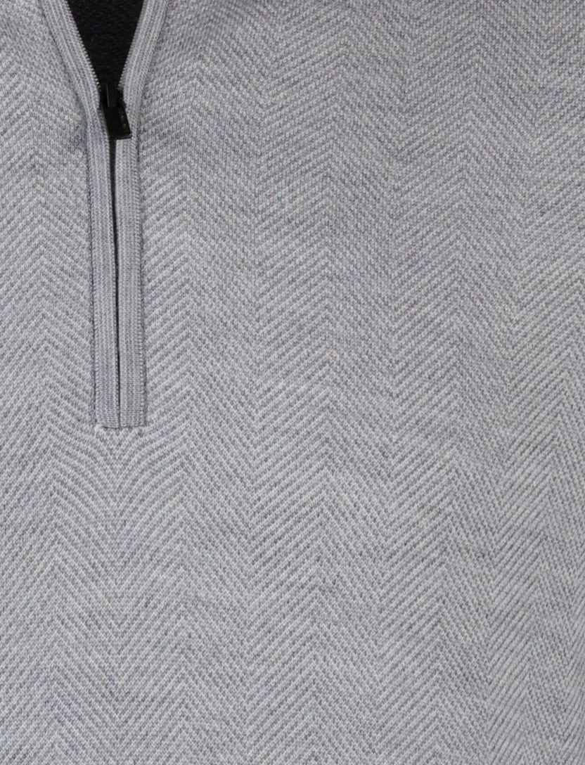 Thomas Maine half zip trui grijs effen merinowol