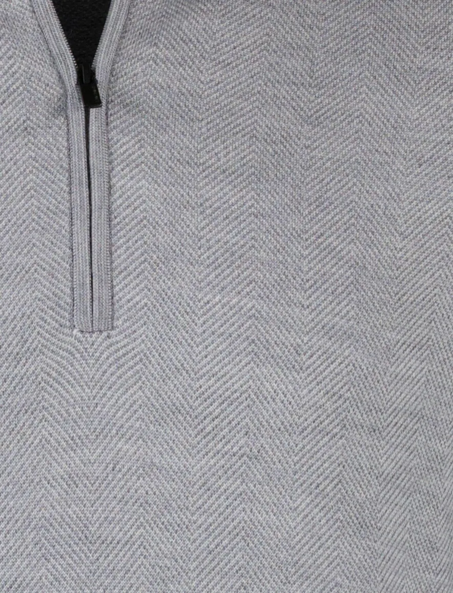 Thomas Maine half zip trui merinowol grijs