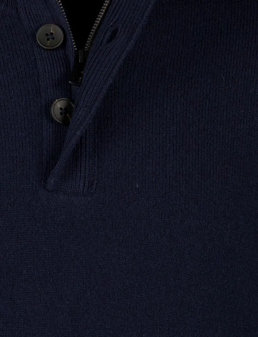 Thomas Maine half zip trui lamswol navy