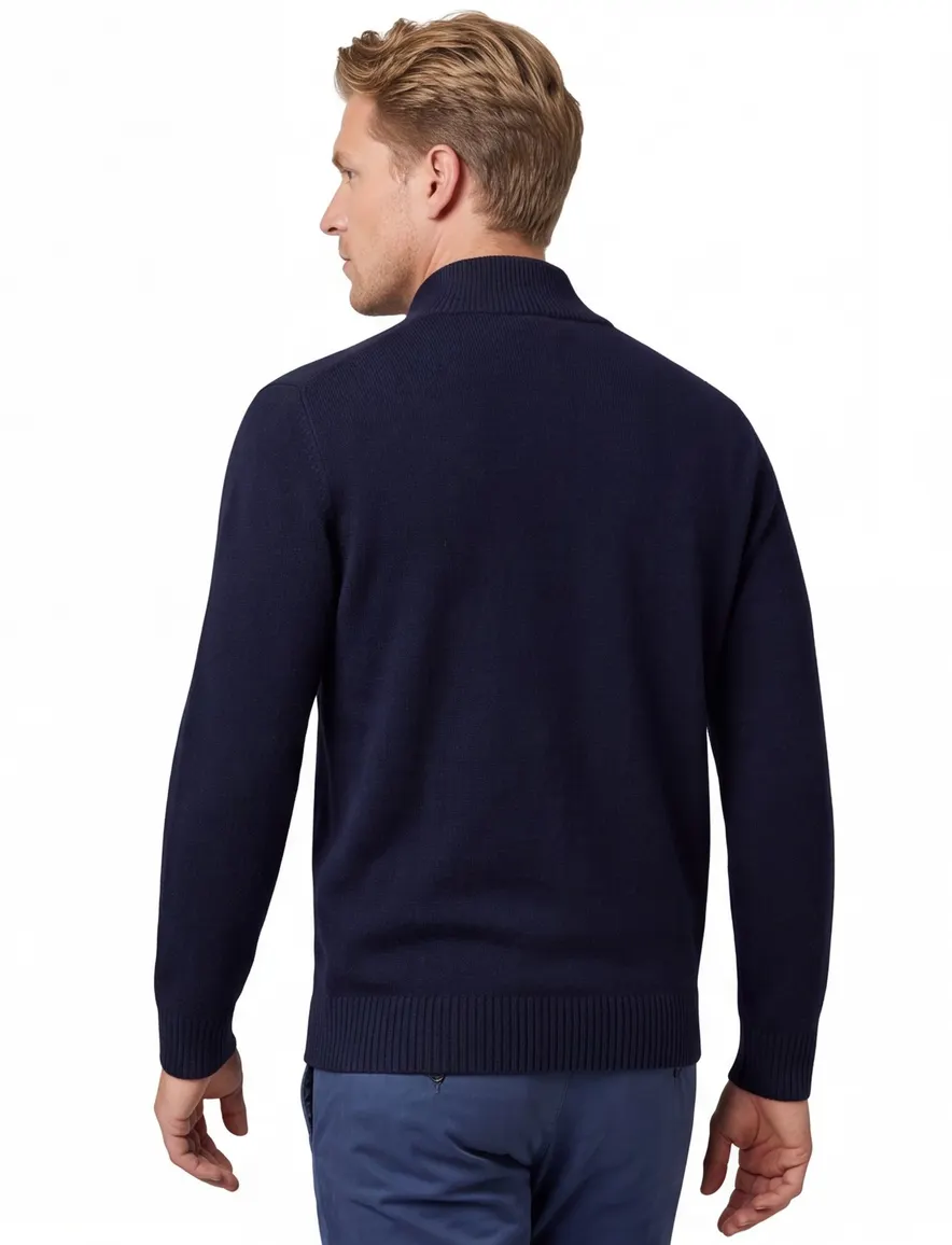 Thomas Maine trui effen donkerblauw lamswol