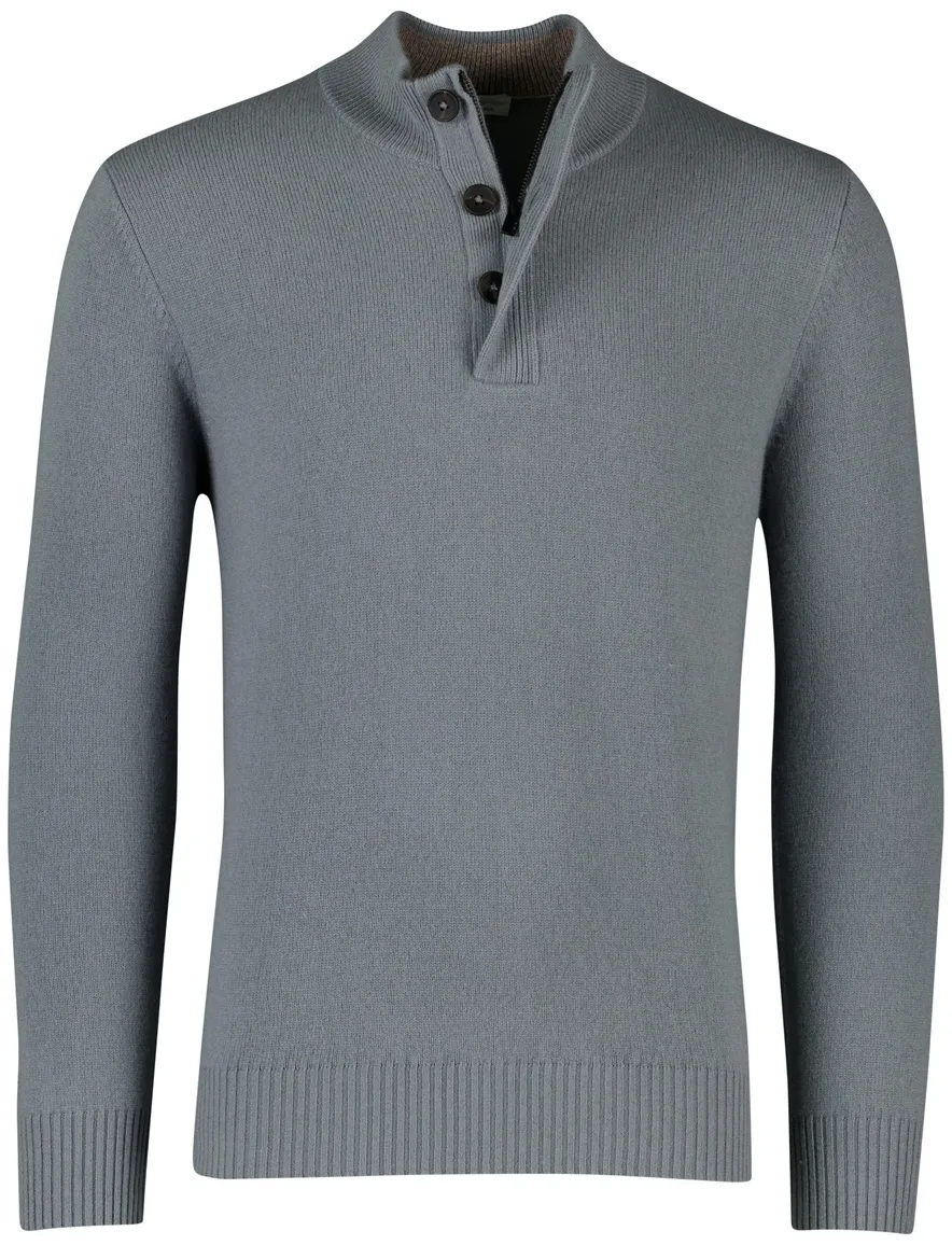 Thomas Maine half zip trui lamswol grijs
