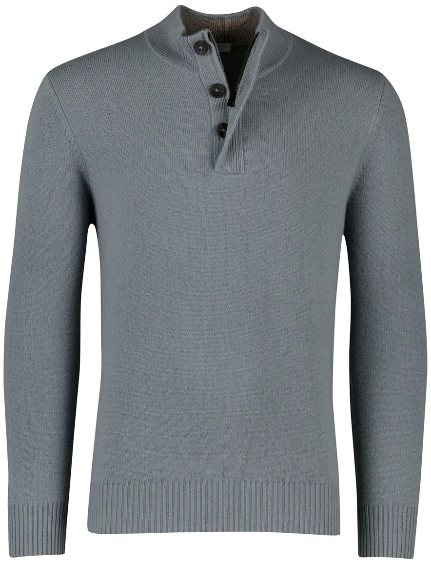 Thomas Maine half zip trui lamswol grijs