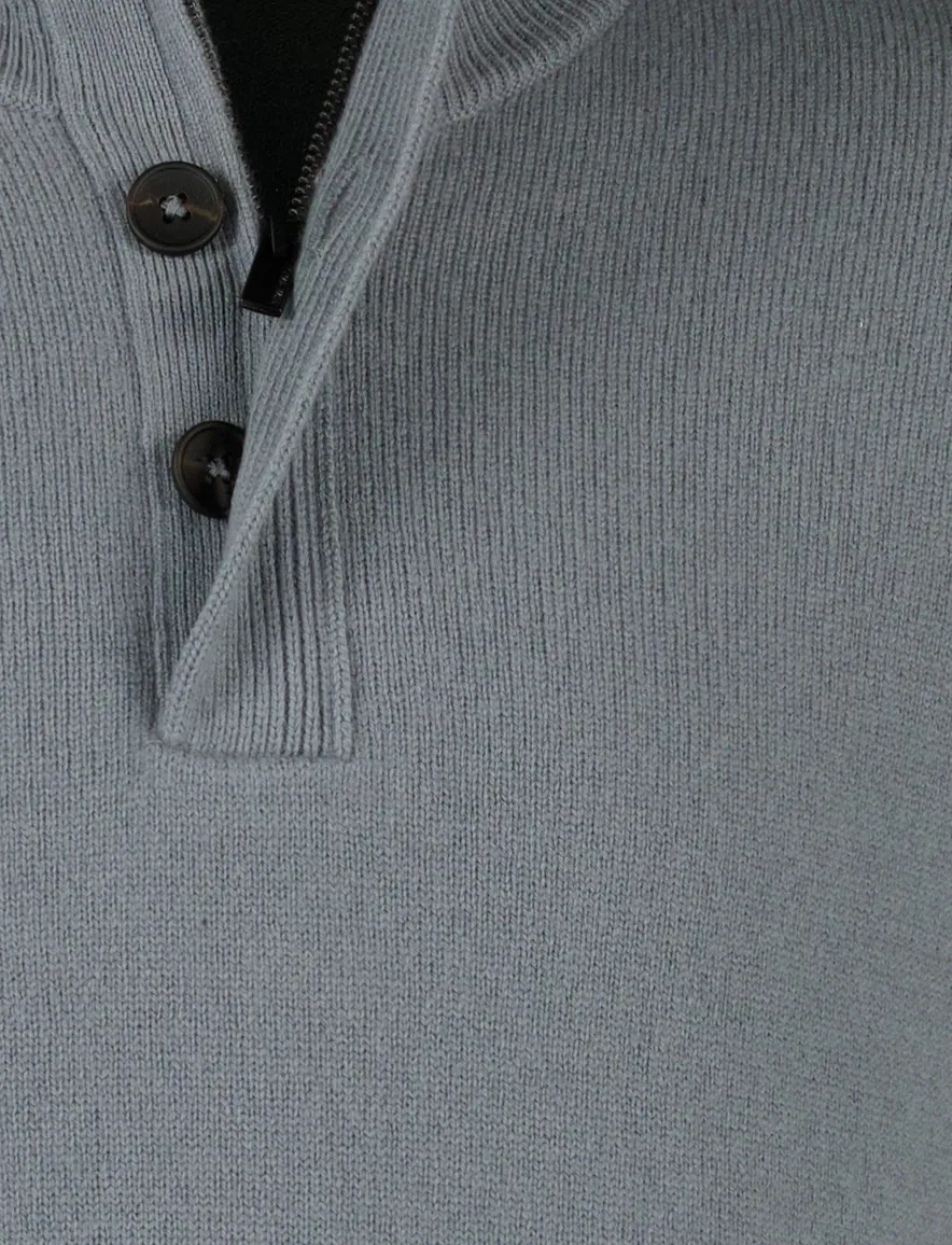 Thomas Maine half zip trui lamswol grijs