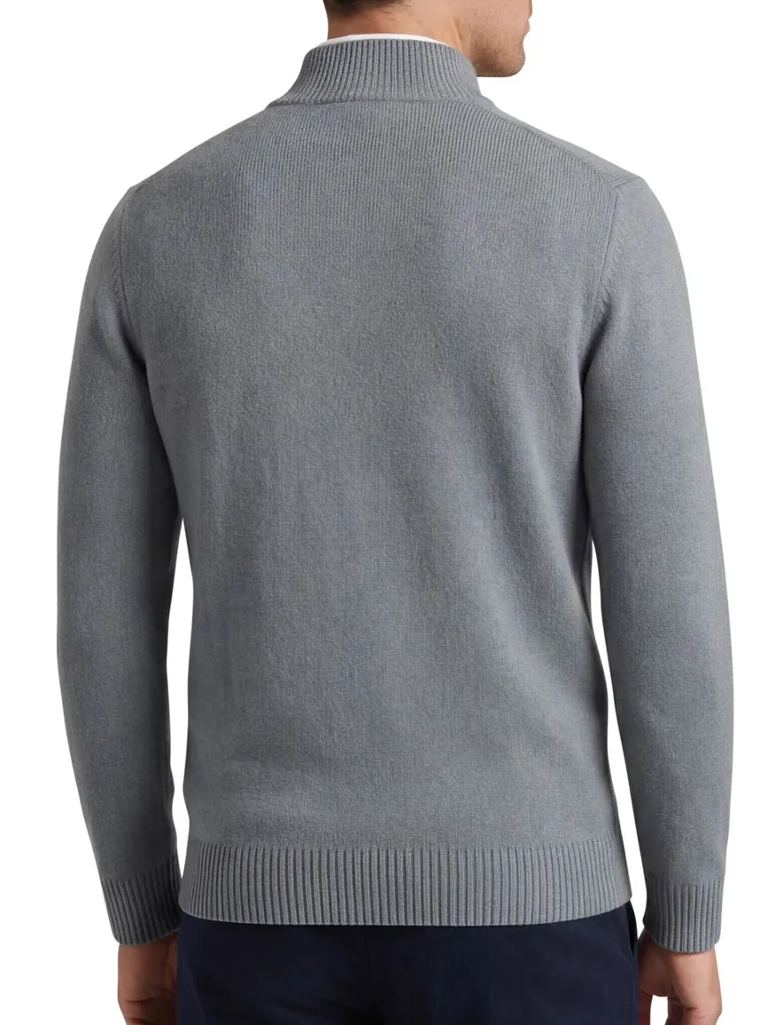 Thomas Maine half zip trui lamswol grijs