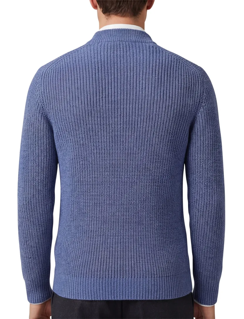 Thomas Maine trui blauw gebreid merinowol