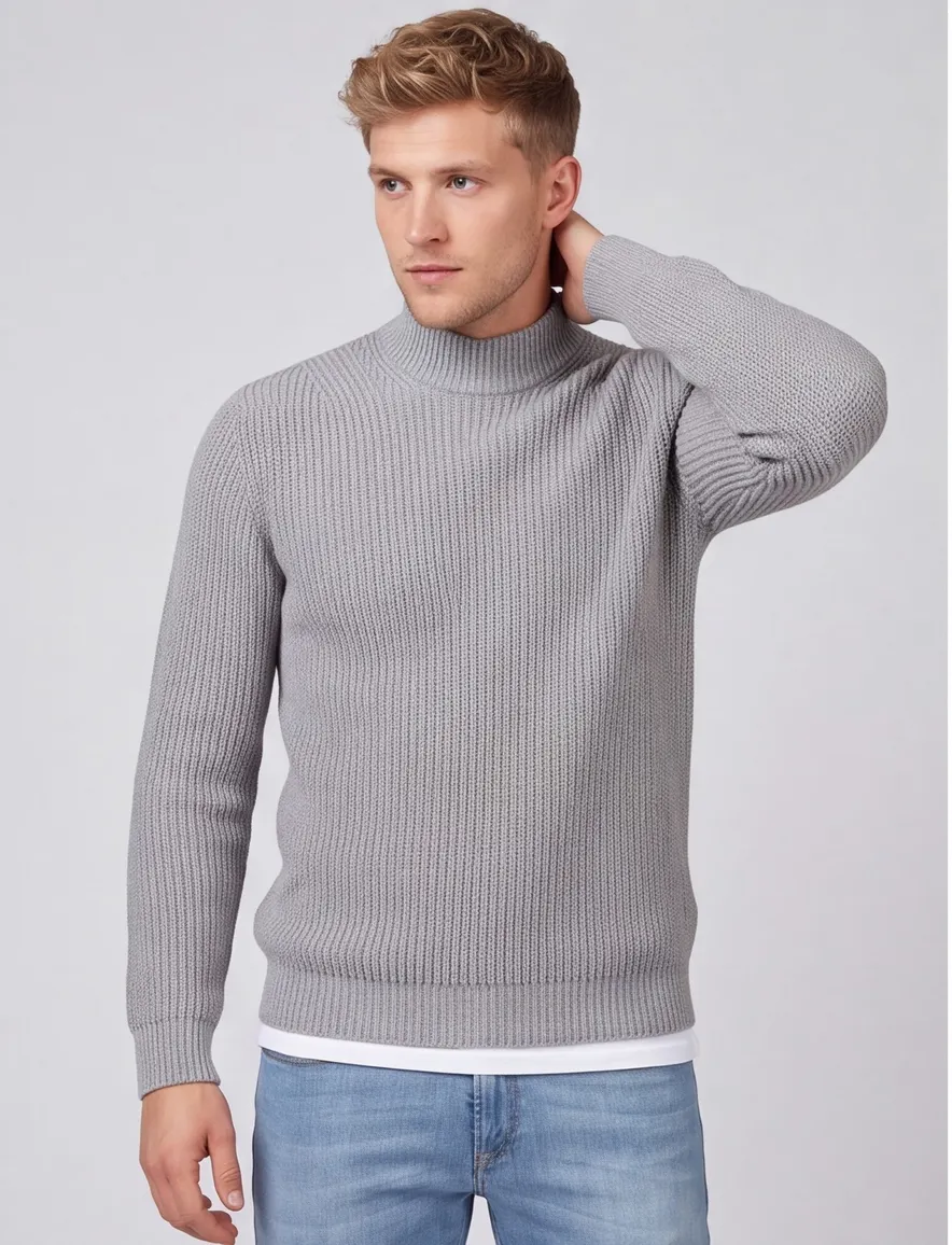 Thomas Maine turtleneck gebreide trui grijs