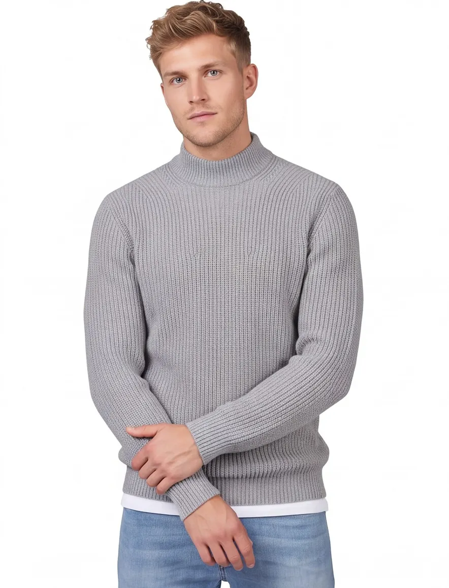 Thomas Maine turtleneck gebreide trui grijs