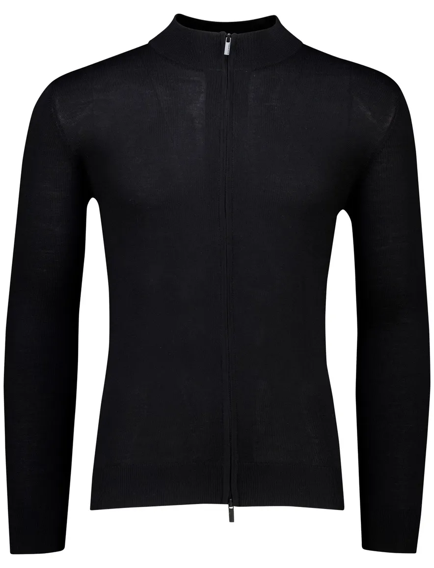 Thomas Maine vest effen zwart merinowol