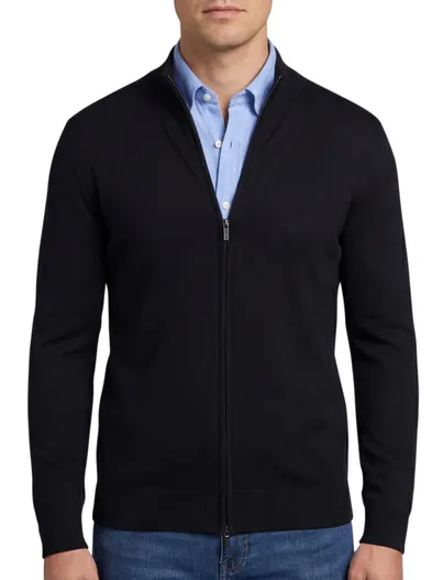 Thomas Maine Thomas Maine vest effen zwart merinowol