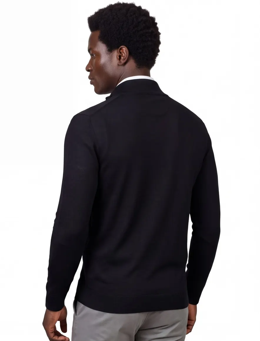 Thomas Maine vest effen zwart merinowol