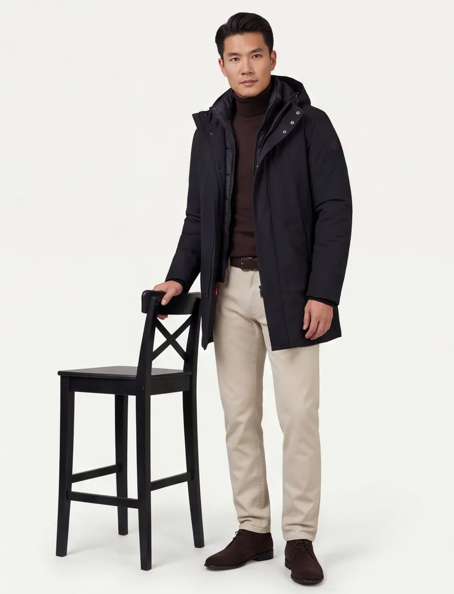 Save the Duck parka jas zwart effen capuchon