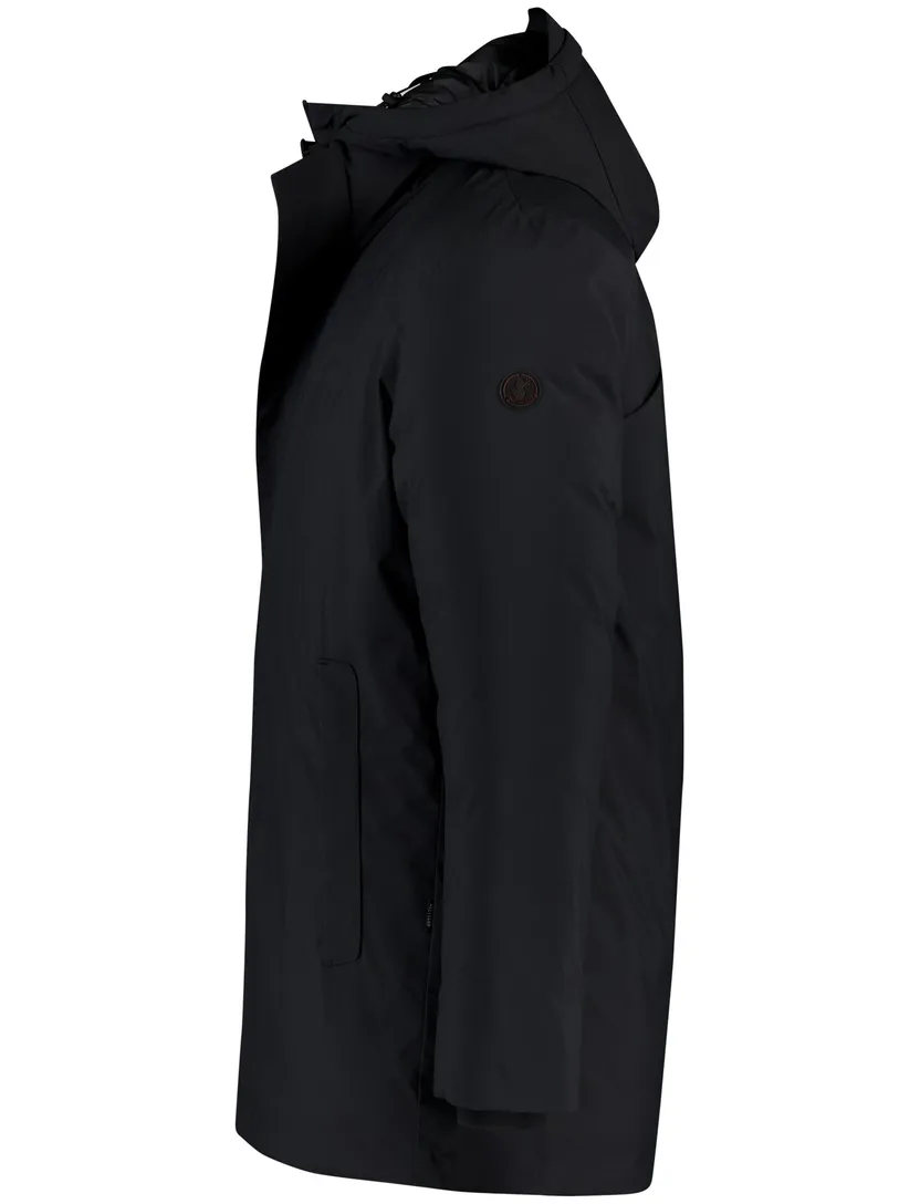 Save the Duck parka jas zwart effen capuchon