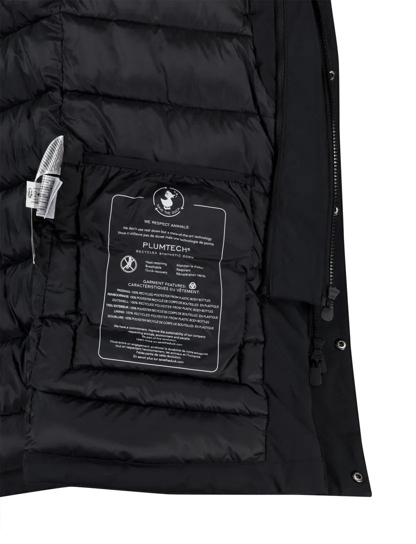 Save the Duck parka jas zwart effen capuchon