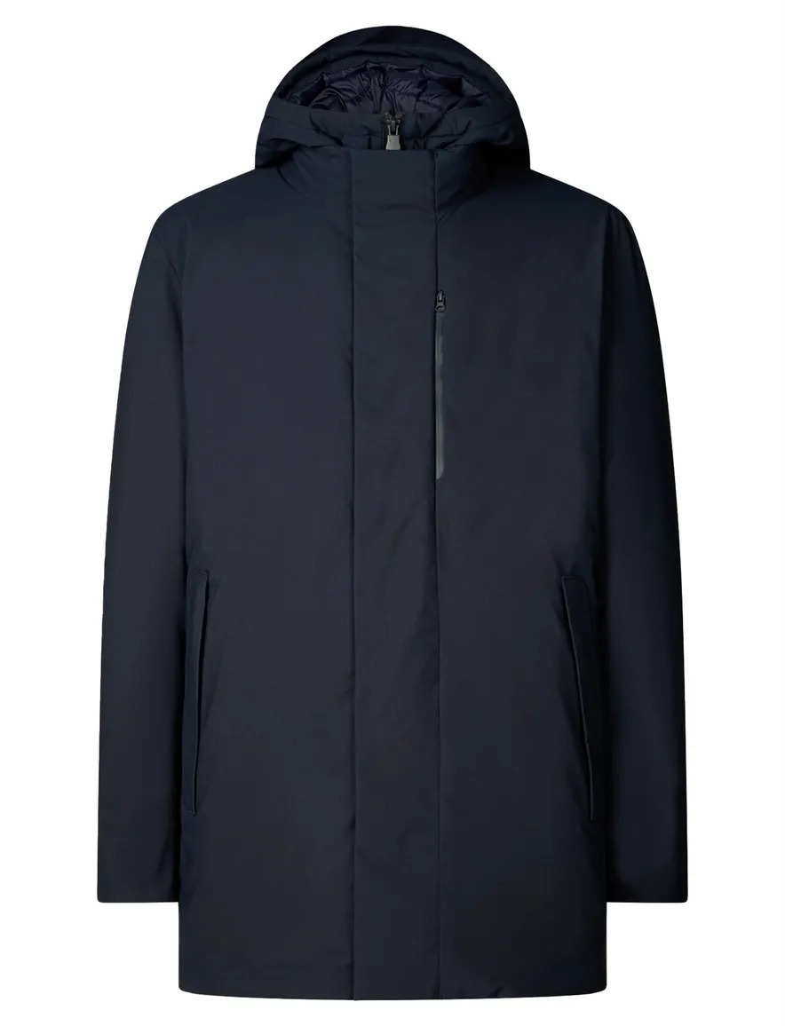 Save the duck winterjas donkerblauw effen een borstzak