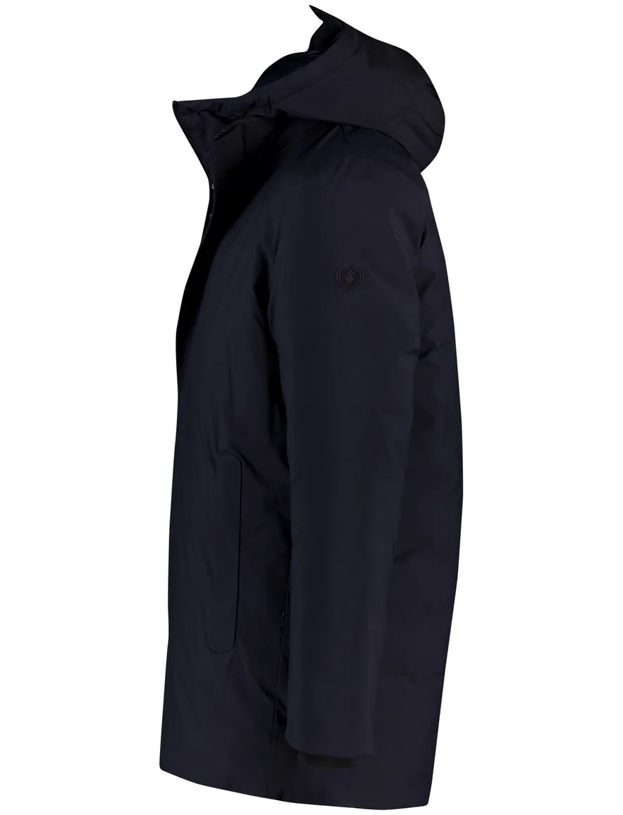 Save the duck winterjas donkerblauw effen een borstzak