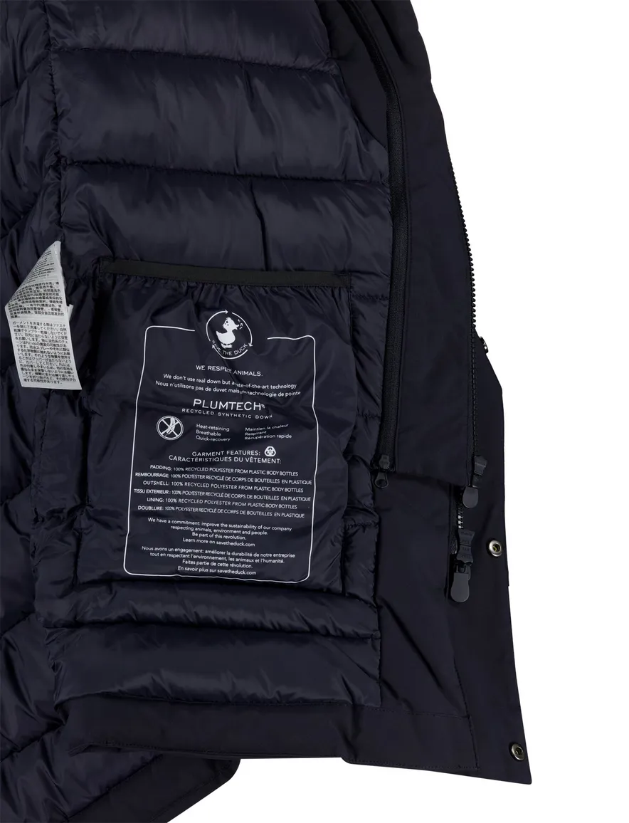 Save the Duck parka jas donkerblauw effen