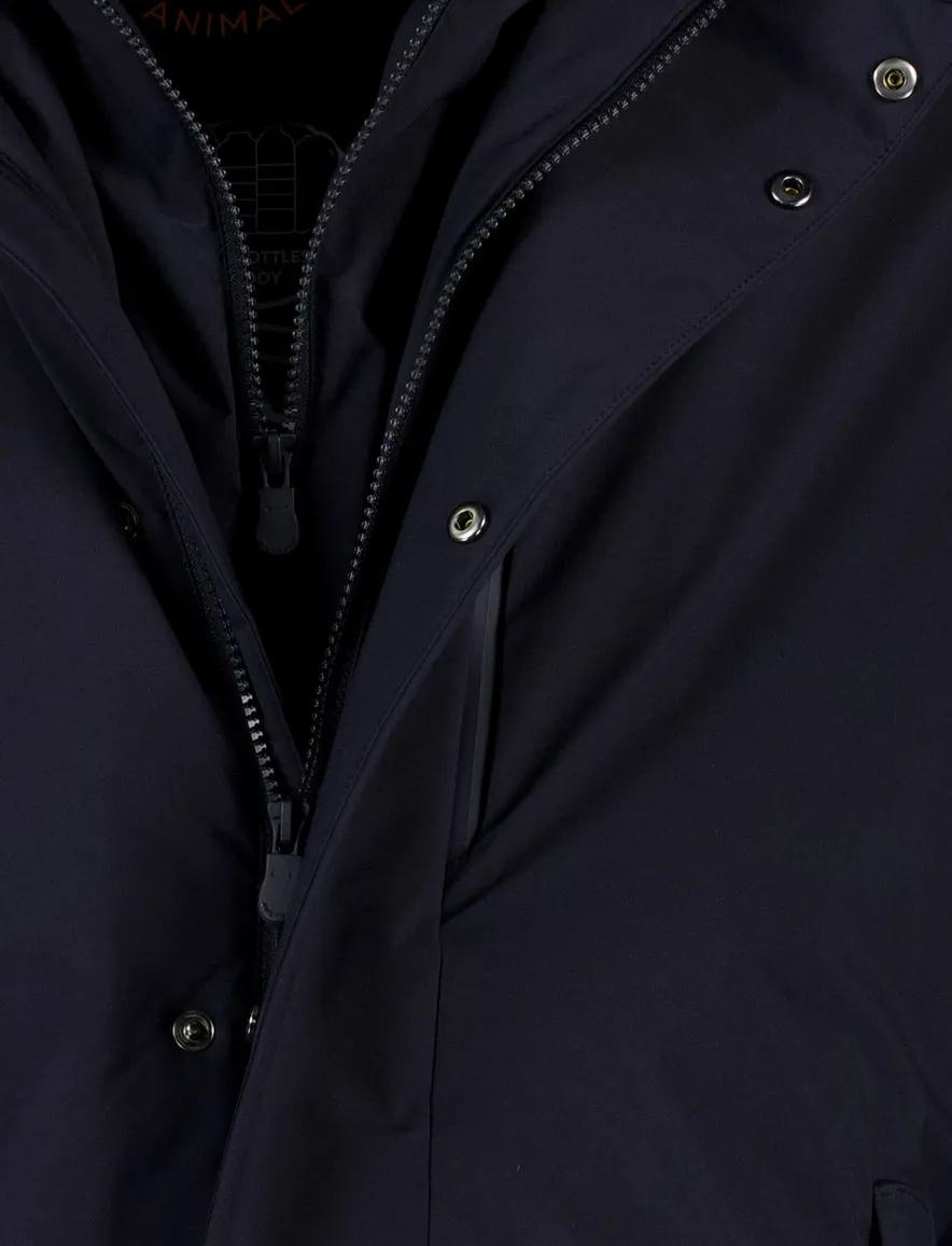 Save the Duck parka jas donkerblauw effen