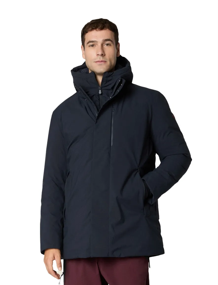 Save the duck winterjas donkerblauw effen een borstzak