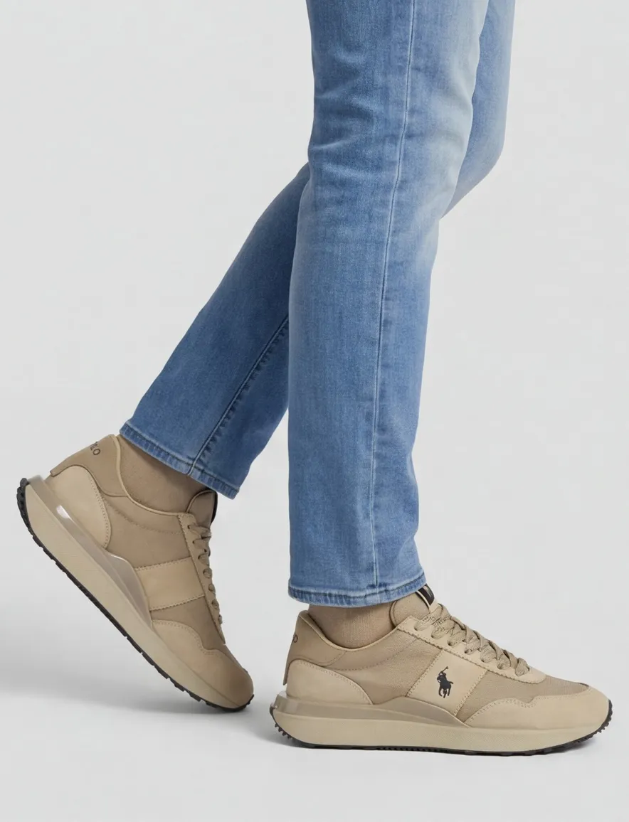 Sneakers Rehab effen beige laag