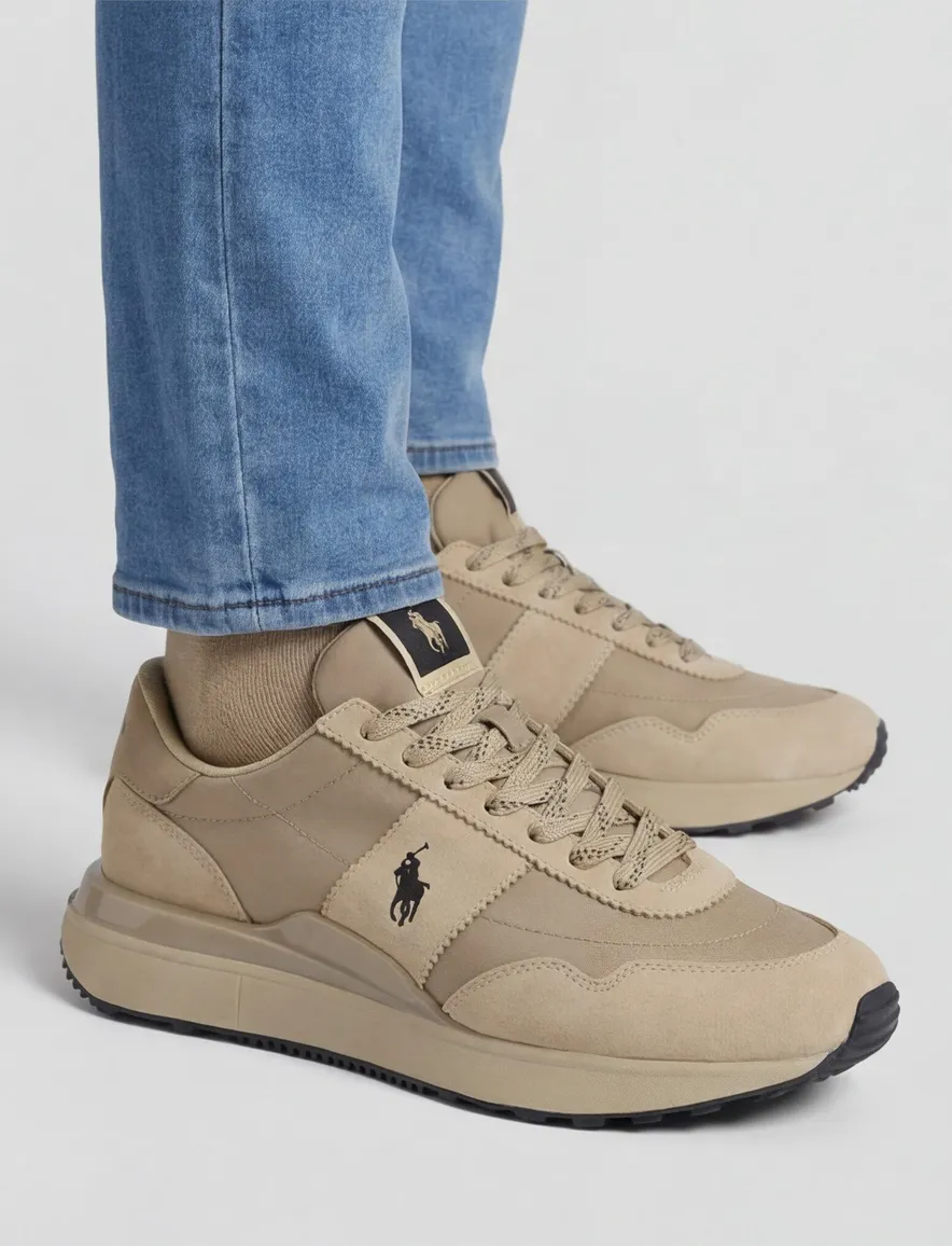Sneakers Rehab effen beige laag