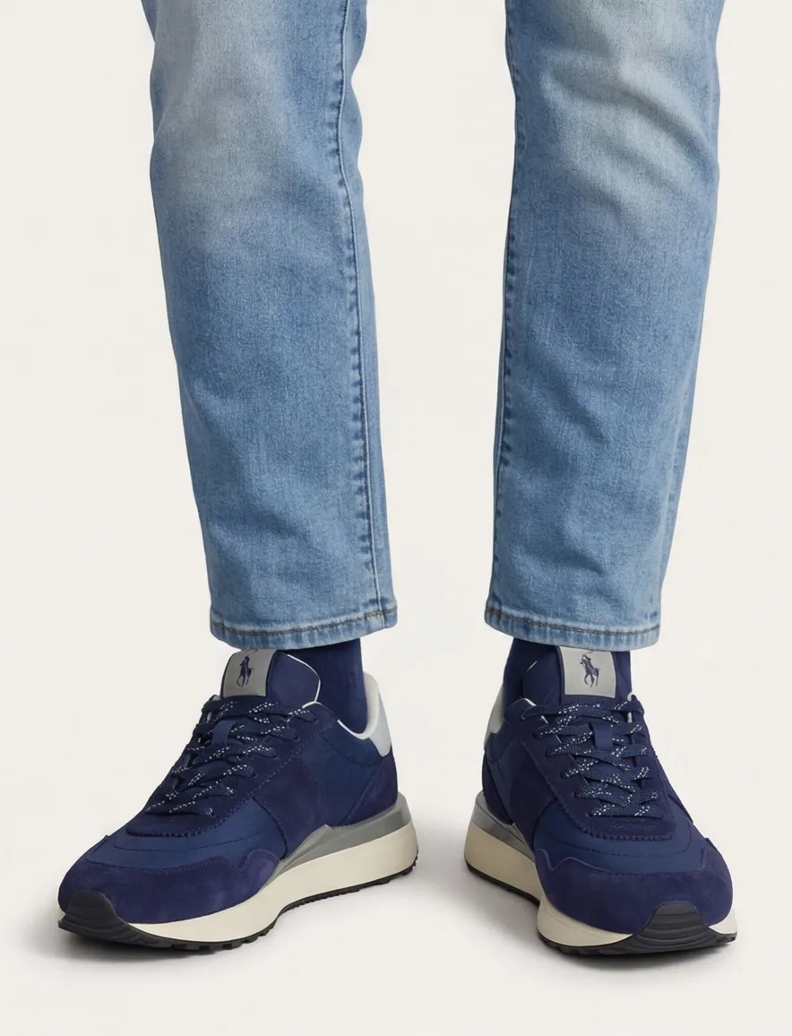 Rehab lage sneakers blauw effen