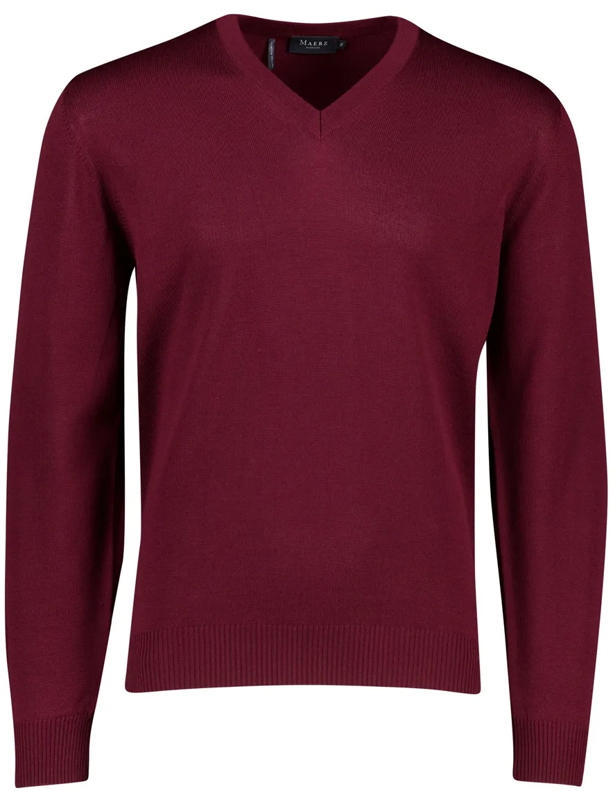 Maerz v-hals trui rood merinowol