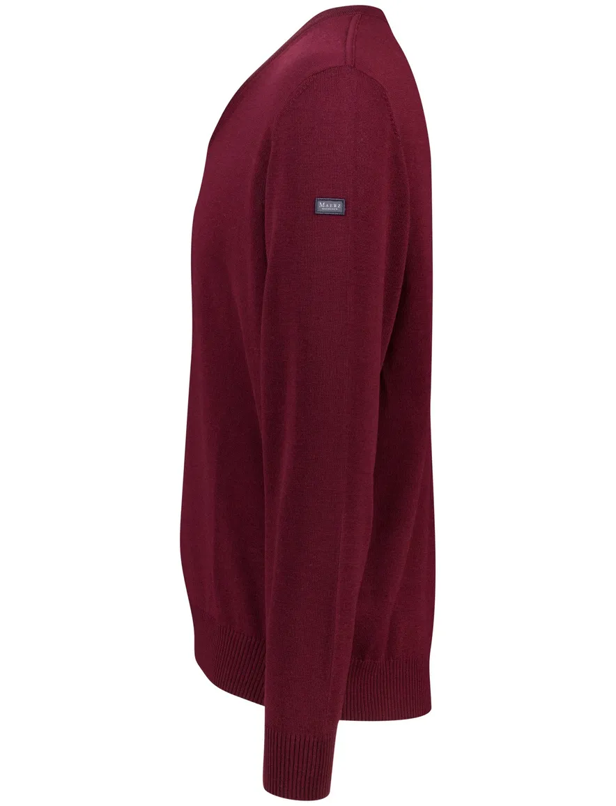 Maerz v-hals trui rood merinowol