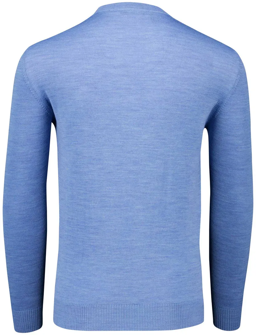 Maerz Trui blauw gemeleerd wol ronde hals wol