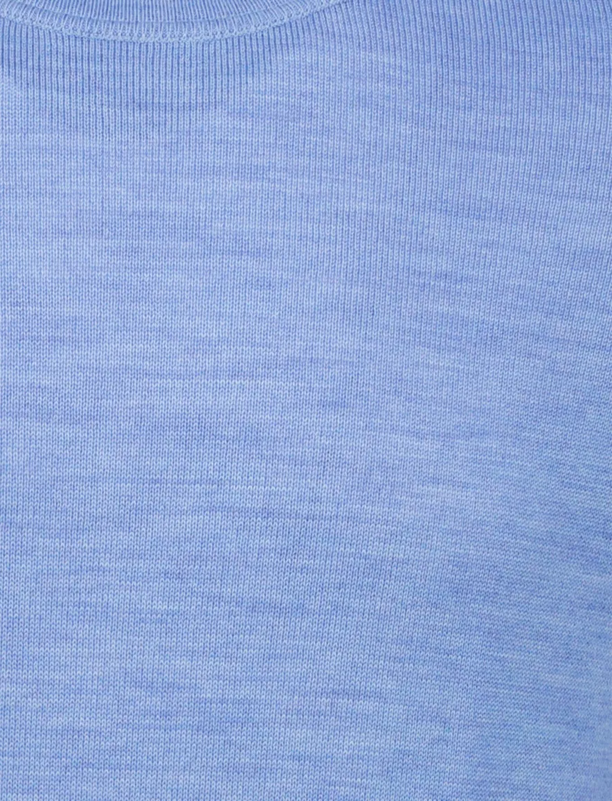Maerz Trui blauw gemeleerd wol ronde hals gemêleerd
