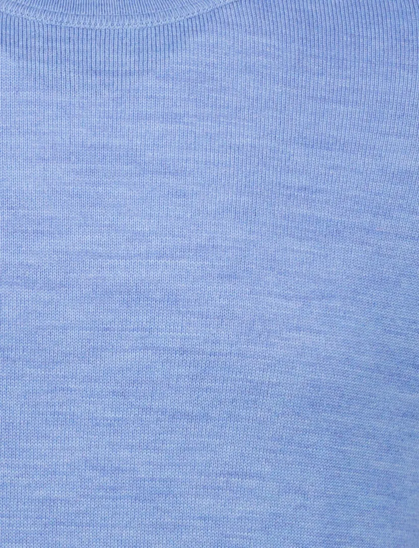 Maerz Trui blauw gemeleerd wol ronde hals wol