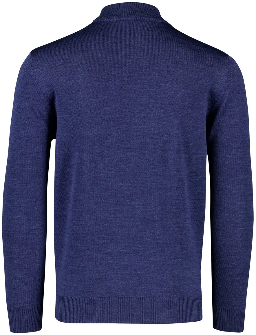 Maerz trui donkerblauw merinowol half zip