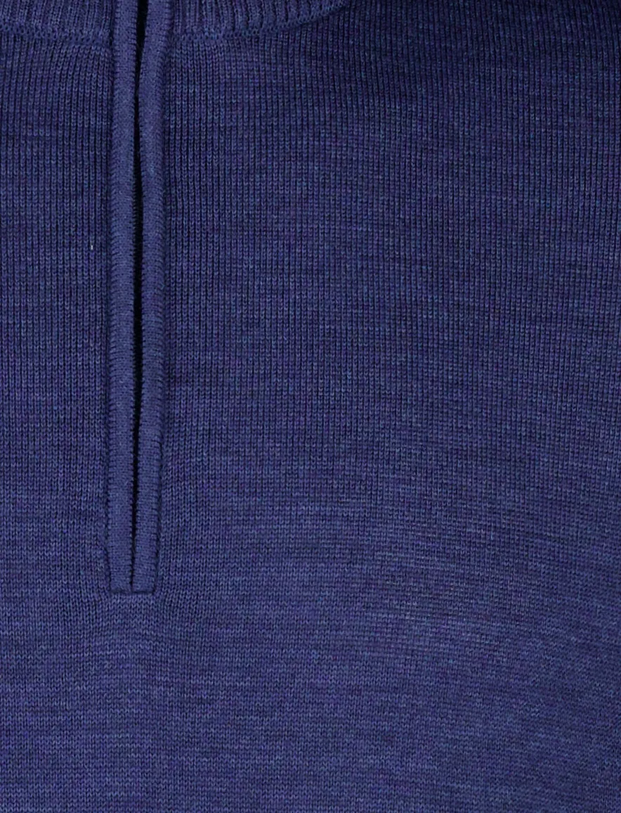 Maerz trui donkerblauw merinowol half zip