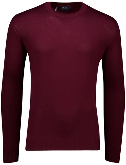 Maerz Trui Maerz bordeaux scheerwol ronde hals