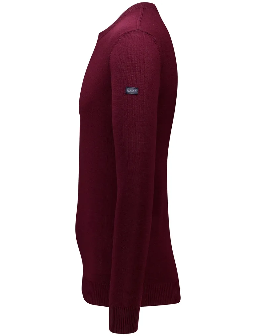 Trui Maerz bordeaux scheerwol ronde hals
