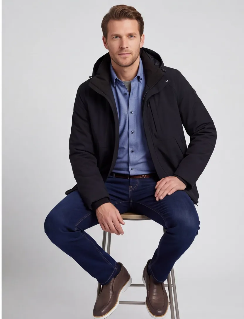 Reset winterjas normale fit navy effen